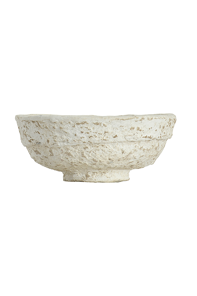 Paper Mache bowl in white antique finish