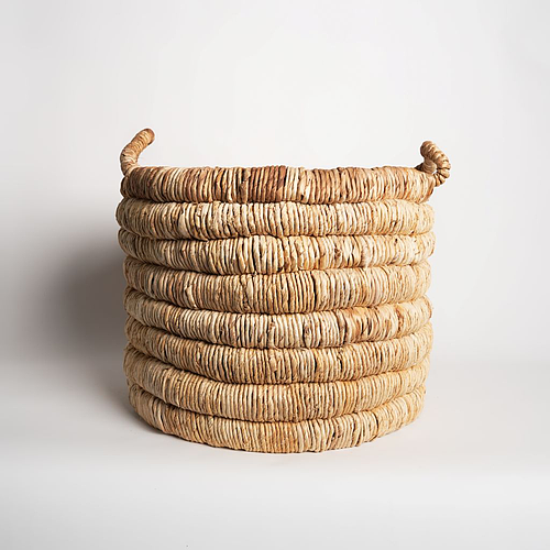 Caterpillar round basket natural brown