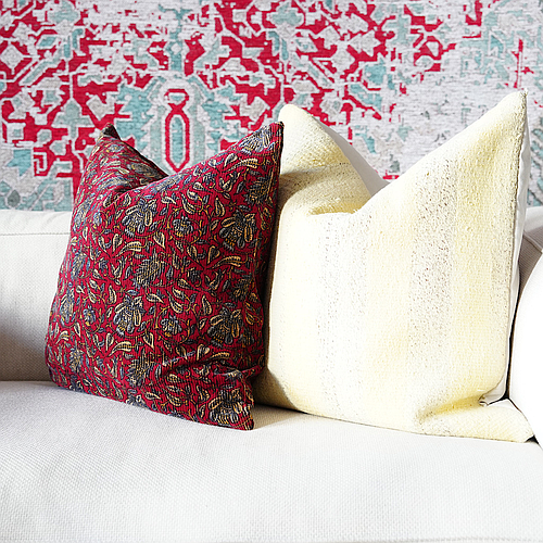 Maroon Floral Velvet Cushion Cover