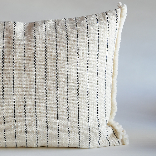 Striped Woven White Cushion Cover