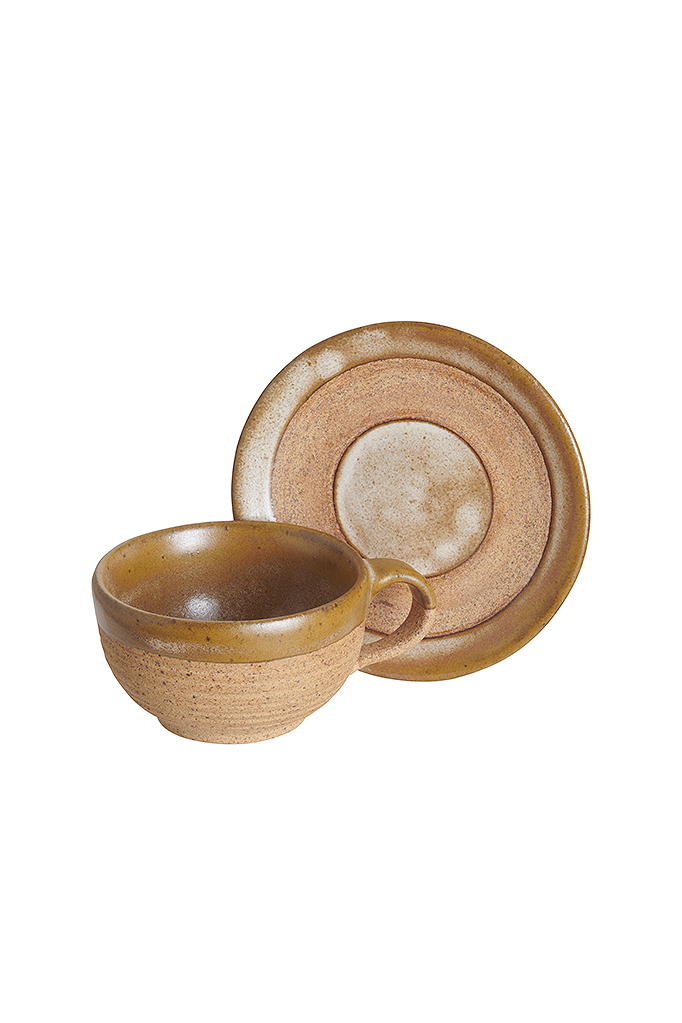 Half-glaze ceramic tea cup (sand brown)