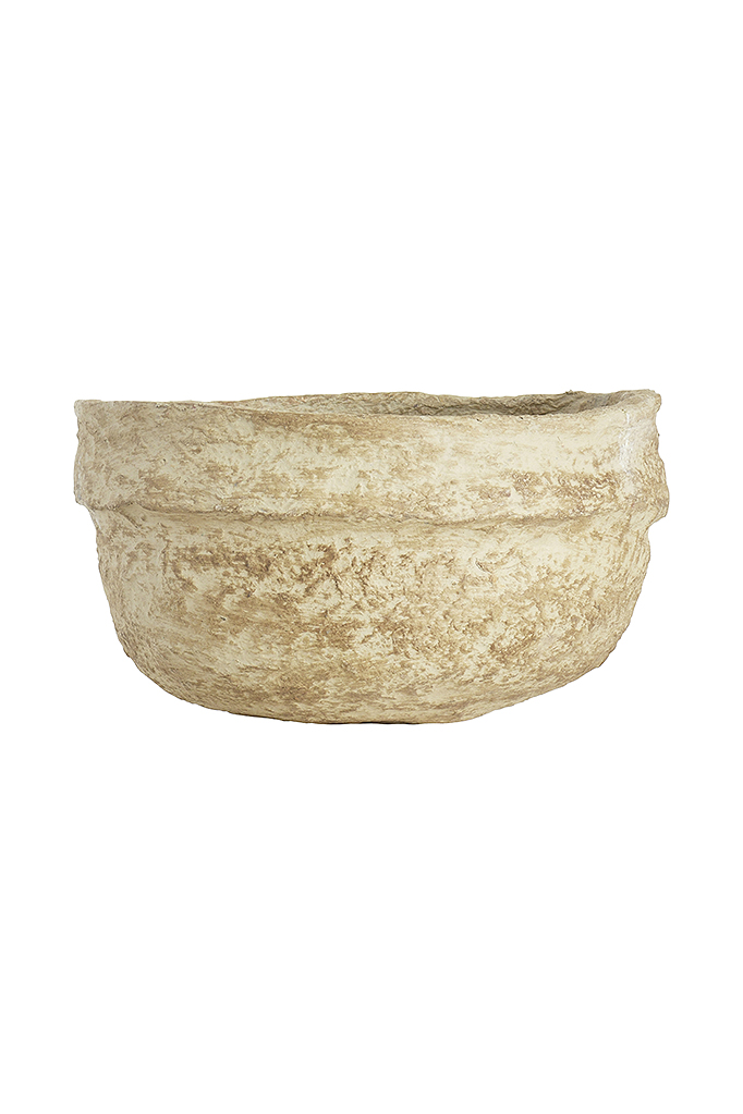 Paper Mache high neck bowl in White Ardi finish