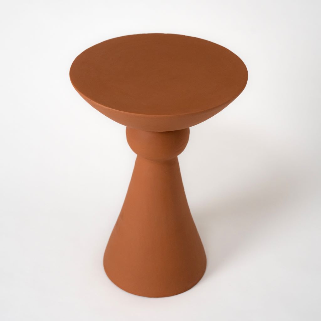 LIME PLASTER TERRACOTTA SIDE TABLE (36x36x50 cm)