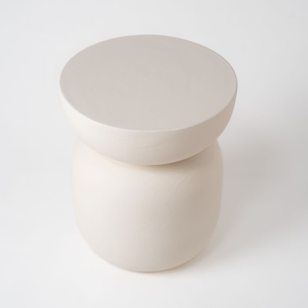 LIME PLASTER WHITE SIDE TABLE (35X35X44 cm)