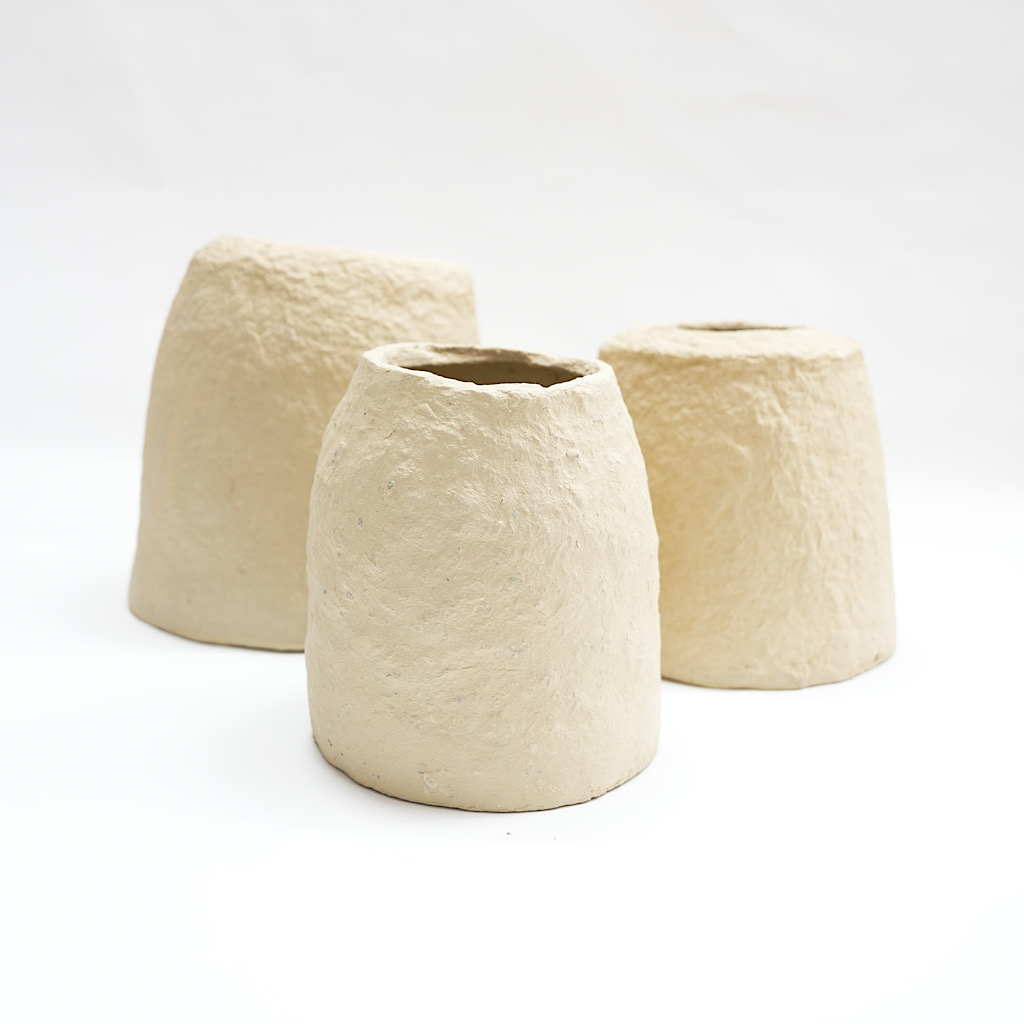 Paper Mache Cylinder Bowl in Natural finish