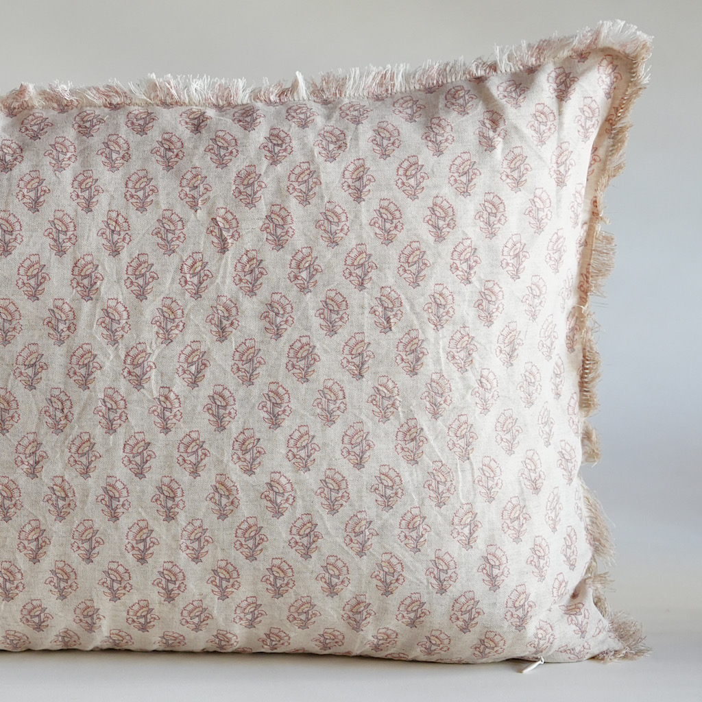 Linen Cushion Cover with Tulips