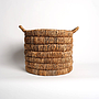 Abaca round basket dark brown