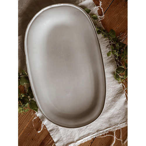 Stone Ceramic Oval Salad Platter 30 cm diameter